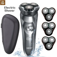 youpin mens shaver electric razor cordless beard trimmer rechargeable shaving machine ipx7 waterproof lcd display 3d head usb 5