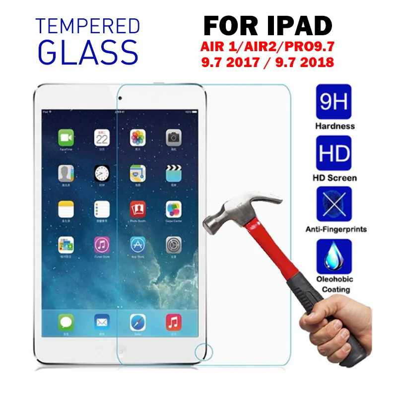 Для iPad чехол кожаный чехол для Ipad Air 2 чехол с откидной подставкой ручной умный чехол для Apple Ipad Air 1 для iPad 9,7 - Цвет: Tempered Glass