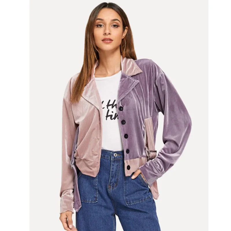 

Colorblock Single-Breasted Women'S Clothes Spring Autumn Winter Zipper Baseball Cardigan Jacket Windbreaker Coat 2021 Outwear