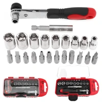 portable ratchet socket wrench set 23pcs38pcs torque wrench 14 tools kit with plastic box for motorcyclecar repair