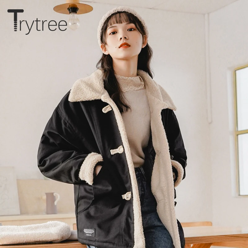 Trytree 2019 осеннее женское повседневное пальто с отложным воротником однобортное