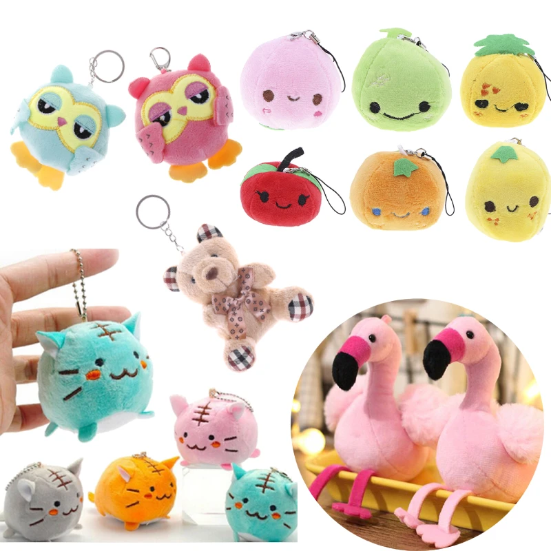 Мини милые фрукты персиковые мягкие набивные Фламинго плюшевые игрушки брелок
