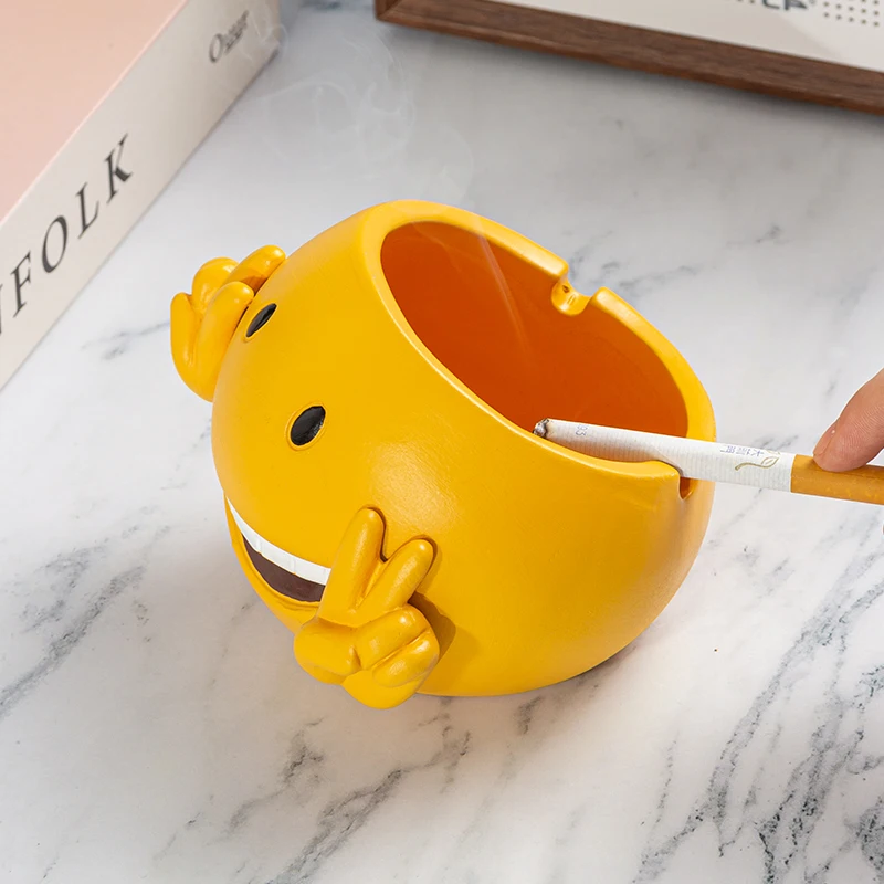

Cute Expression Ceramic Ashtray Household Office Ornament Holiday Gift