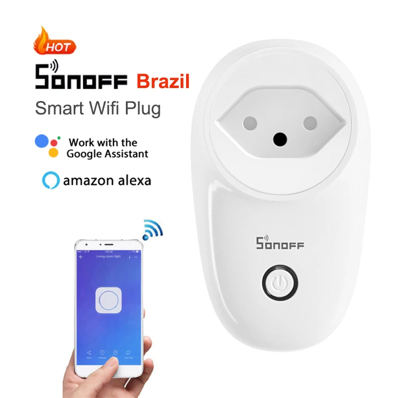 

SONOFF S26R2 S26 R2 Wifi Smart BR Brazil Plug Timer Power Mornitoring Automation Modules Work with Alexa Google Home