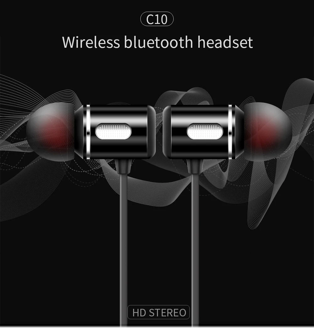 FBYEG, C10 BC10 беспроводные Bluetooth наушники, стерео наушники, Спортивная Bluetooth гарнитура, наушники, магнитный наушник с микрофоном для телефона