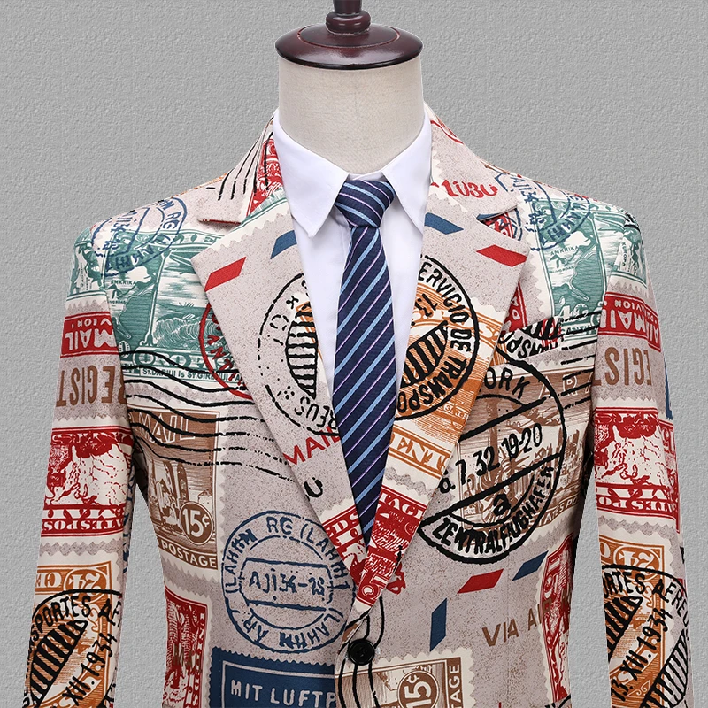 PYJTRL Мужской винтажный комплект из двух предметов костюм с надписью Love New бумажный