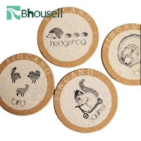insulation pot mat round nordic style cork cup dinner plate animal pattern anti scalding coasters kitchen dining decoration