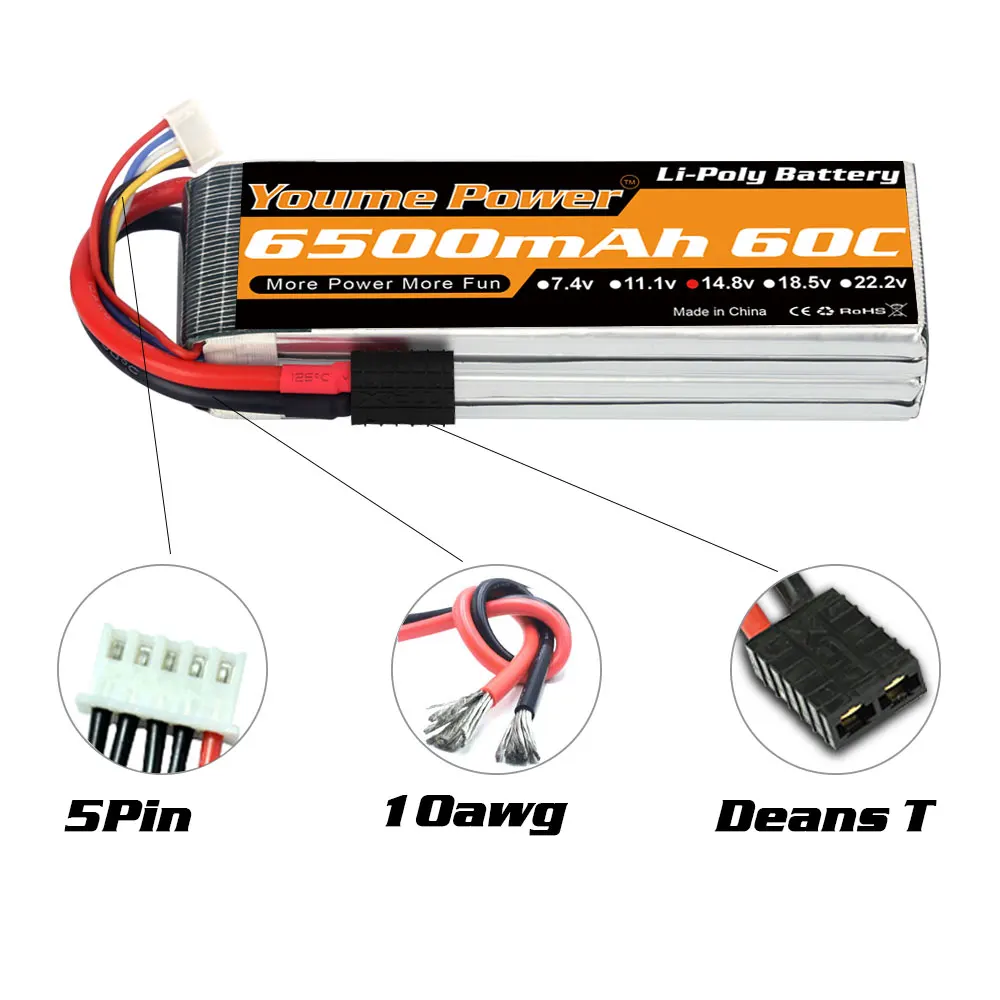 2 шт youme lipo аккумулятор 148 в 6500 мач rc lipo 60c с