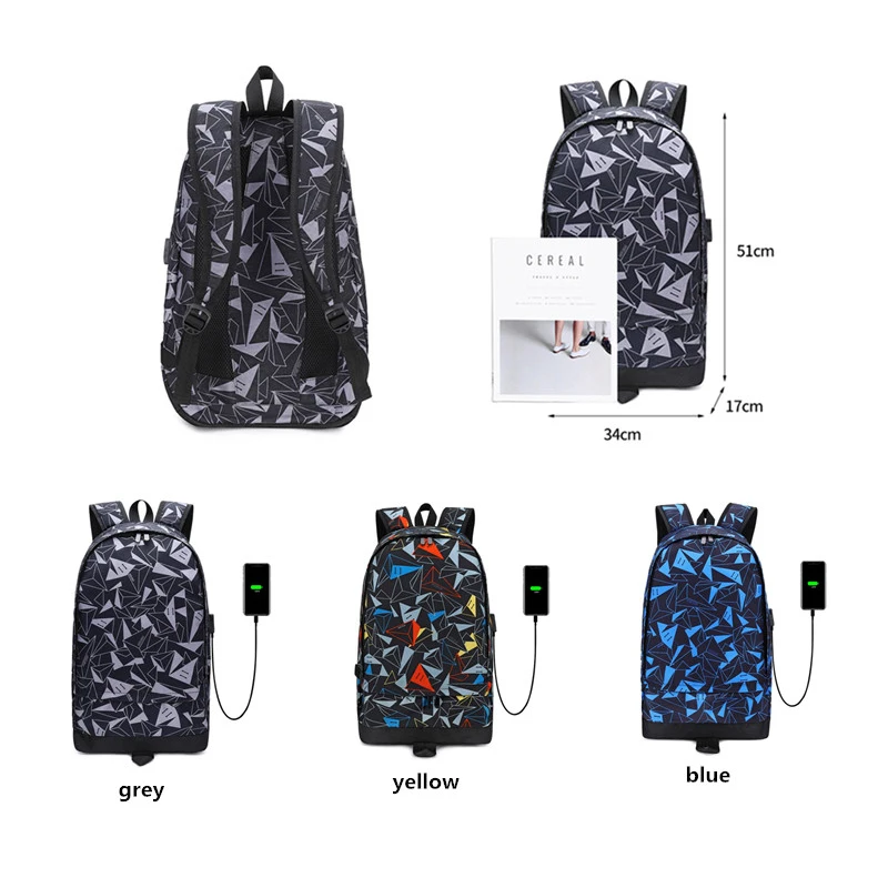 Модный спортивный мужской рюкзак для ноутбука с треугольным геометрическим