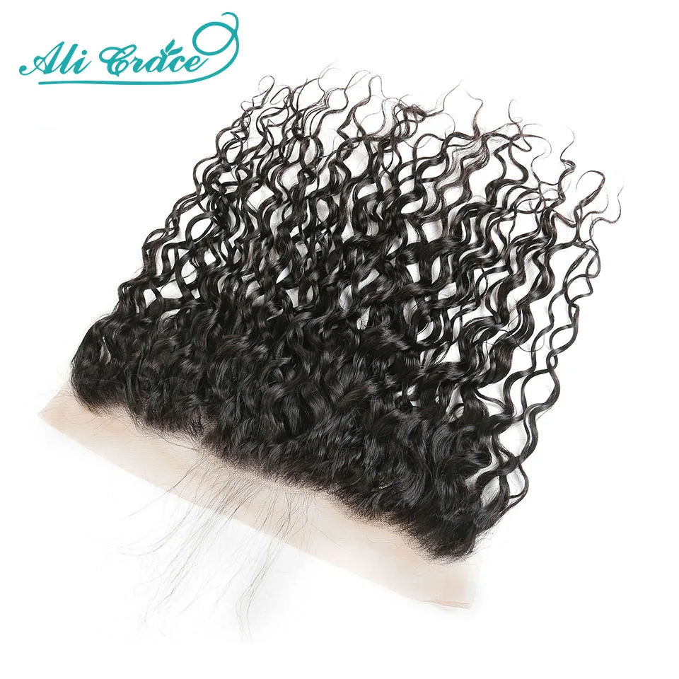 Али Грация волос волна воды перуанские волосы Связки с 13x4 кружевной фронтальный 4