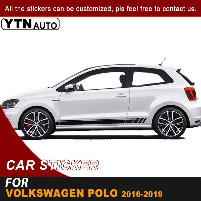 For Volkswagen Polo Hatchback 2016 2017 2018 2019 Side Door Body Car Stickers Stripe Racing Graphic Vinyl Decals Car Accessories