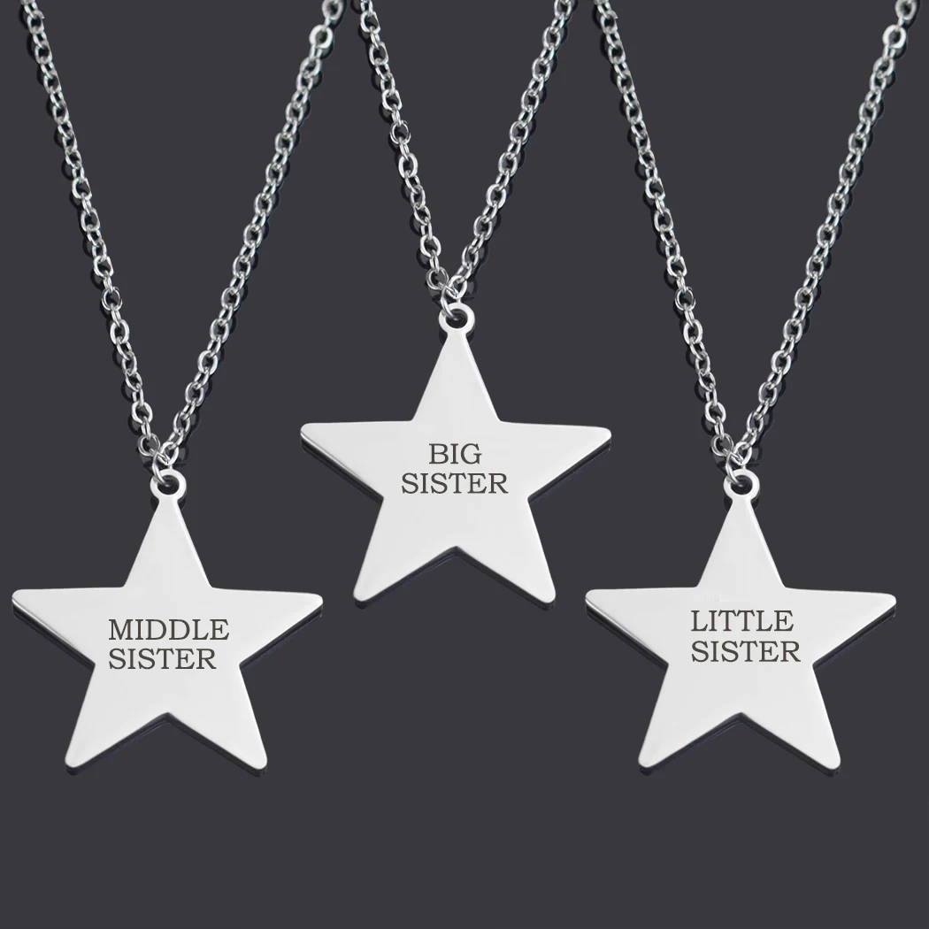 Ожерелье с надписью BIG SISTER из нержавеющей стали модное ожерелье металлическими