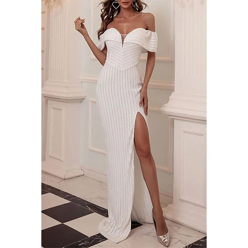 

New women's hot sale dresses women's sexy temperament V-neck solid color slim dress