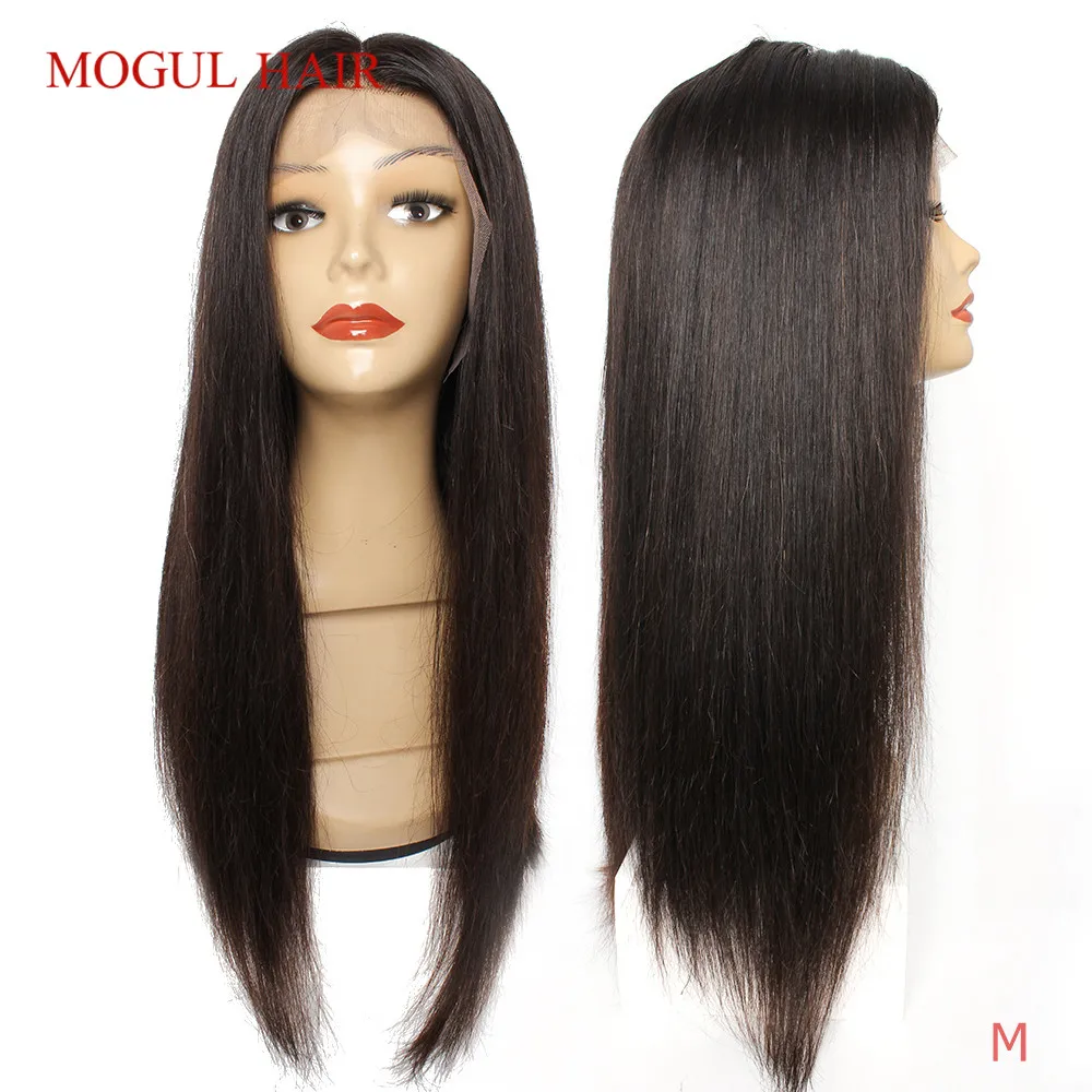 Mogul волосы 13x4 парик из человеческих волос на сетке спереди коричневый черный