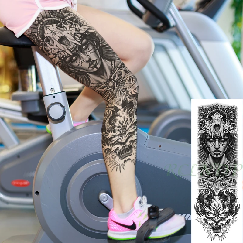 

Waterproof Temporary Tattoo Sticker Totem Sexy Girl Skull Dragon Full Arm Fake Tatto Flash Tatoo for Men Women