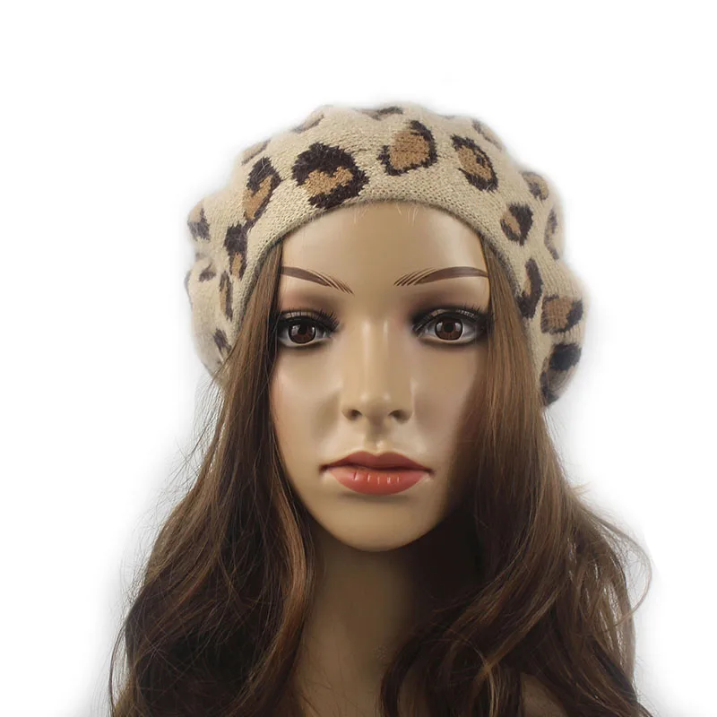 Minhui вязаные шапки из кроличьего меха для Женщин Модные леопардовые Touca зимняя