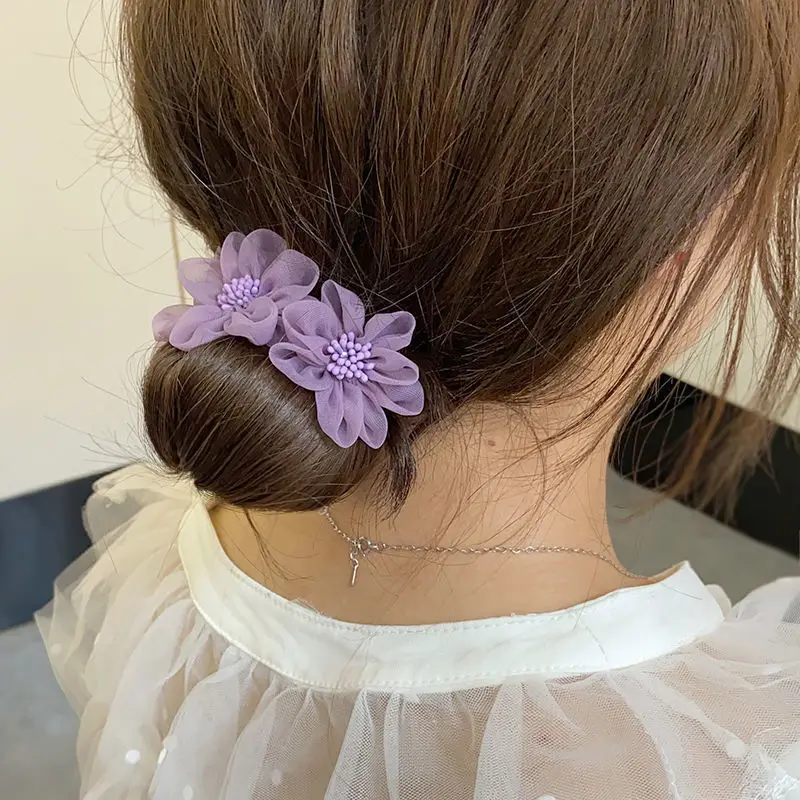 

Vintage Flower of Net Yarn Hairpin Hairstyle Hair Stick Women Elegant Hair Scrunchies Hair Maker Tool Hair Accessories For Girl