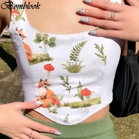 bomblook casual home clothing womens printed y2k camisole summer 2021 sleeveless backless zipper female crop tops streetwears