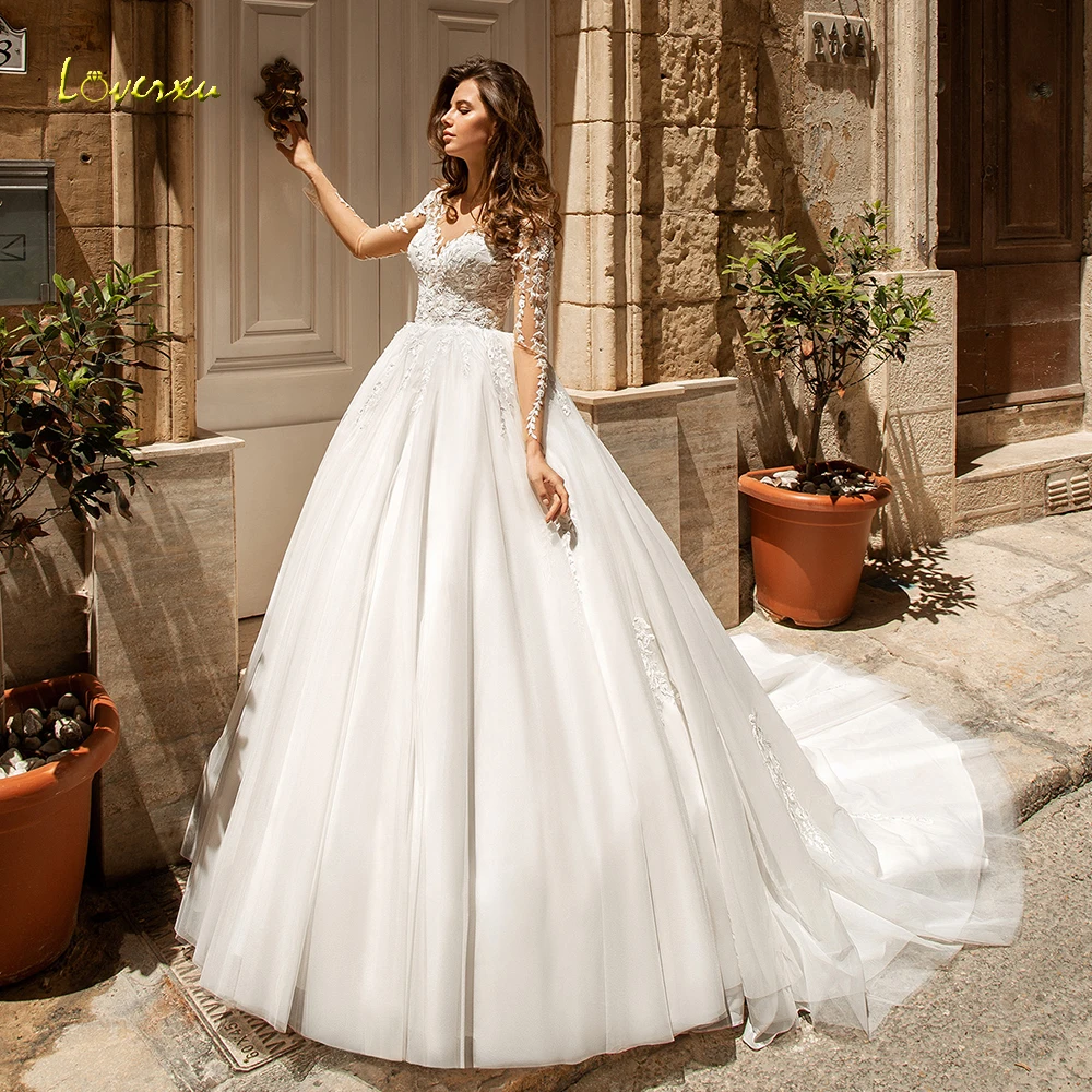 Loverxu шикарное бальное платье свадебные платья нежные Аппликации с длинным