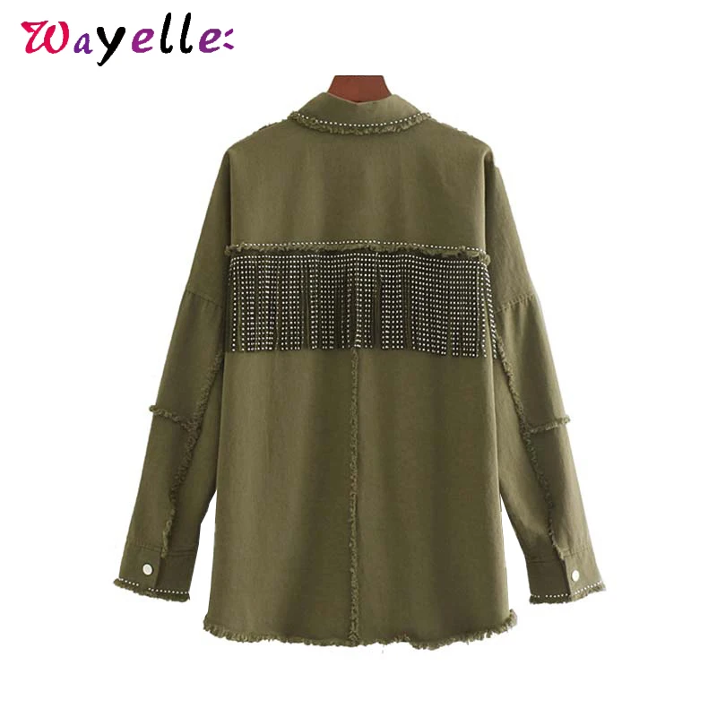 Черное джинсовое Женское пальто 2019 зимнее корейское модное с кисточками женское