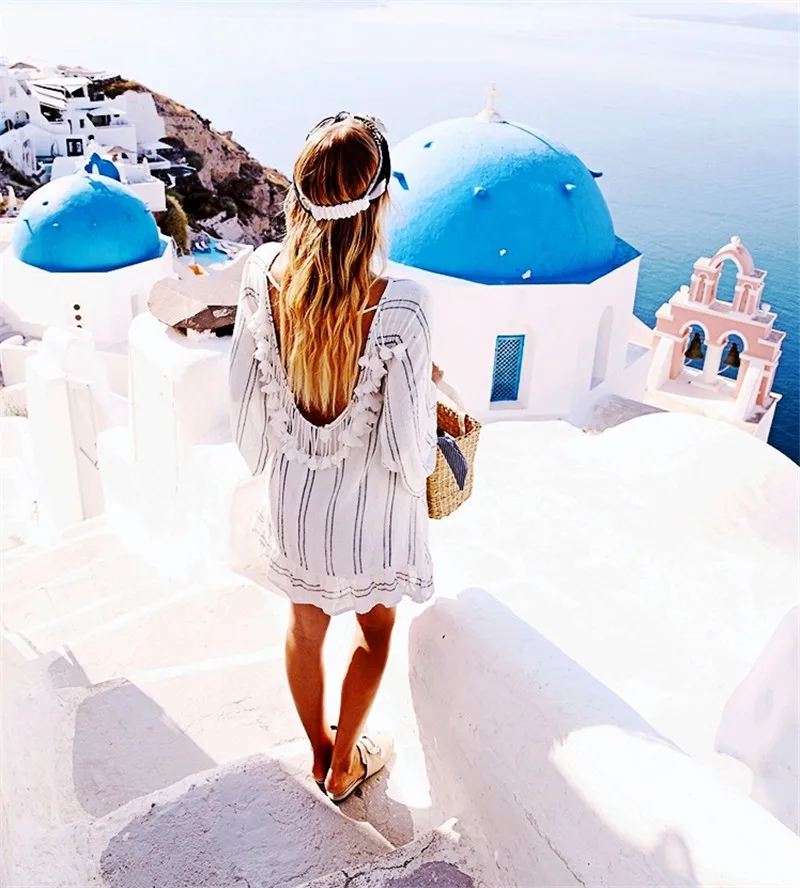 

Beach Cover-ups 2019 Cotton Tunic Beach Mini Dress Summer Women Beachwear Sexy V-Neck Button Front Swimsuit Cover Up dress