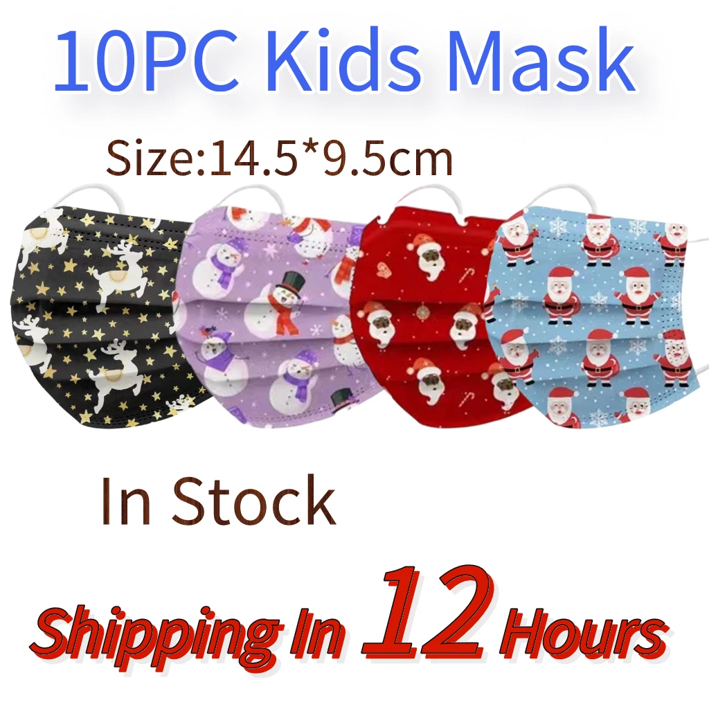 

10PC Christmas Designer Mask Adult 3-Layer Fashion Face Mask Mascarillas Negras Cubrebocas Tricapa Masque Noir Halloween Cosplay