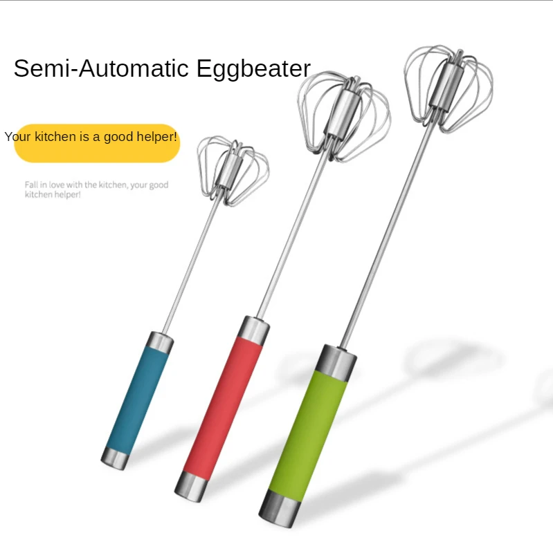 

Color Semi-Automatic 304 Stainless Steel Whisk Kitchen Accessories Manual Hand Mixer Hand Pressure Rotation Creamer