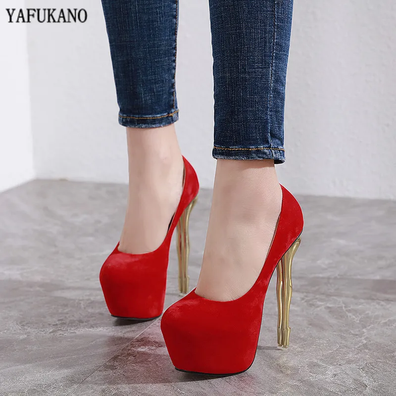 Туфли женские на платформе и тонком каблуке пикантные туфли-лодочки для ночного