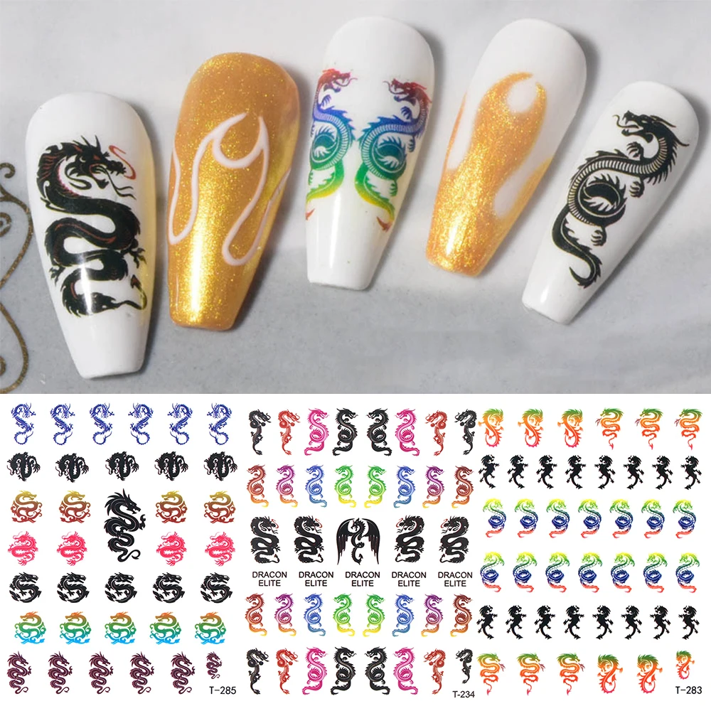 1 шт. 3D наклейки для дизайна ногтей с изображением дракона красивые самоклеющиеся