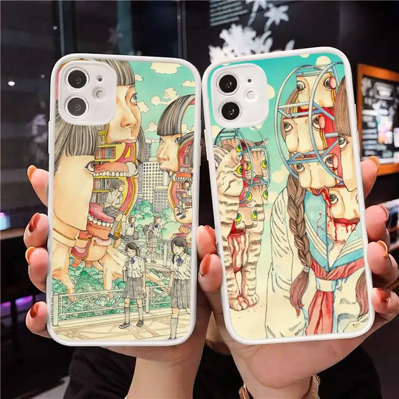 

shintaro kago Horror cartoons Phone Case Matte Transparent for iPhone 7 8 11 12 s mini pro X XS XR MAX Plus cover funda