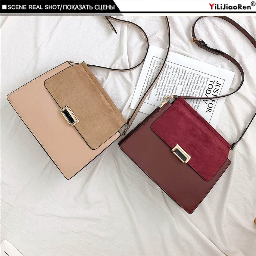New Fashion Crossbody Bags Over Shoulder Famous Brand Nubuck Leather Handbags Female Large Capacity Messenger Bag Bolsos Mujer