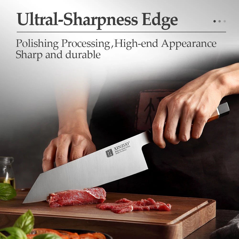 XINZUO-cuchillo Gyuto de 210mm, utensilio de cocina profesional de acero al polvo, 60-62 HRC Bohler M390, mango de hierro para el desierto de Am&eacute;rica del Norte-4