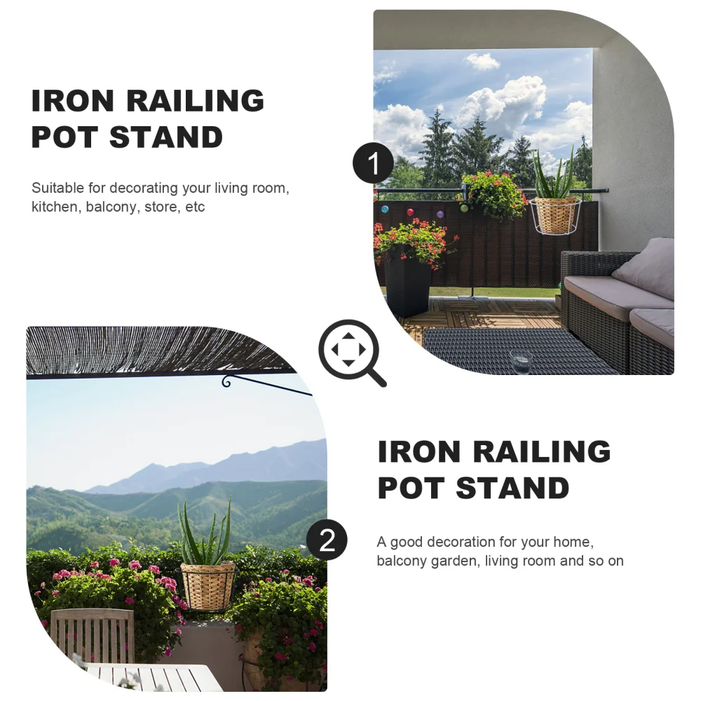 

4PCS Iron Flower Rack Round Flowerpot Hanging Stand Hanging Succulents Pot Rack