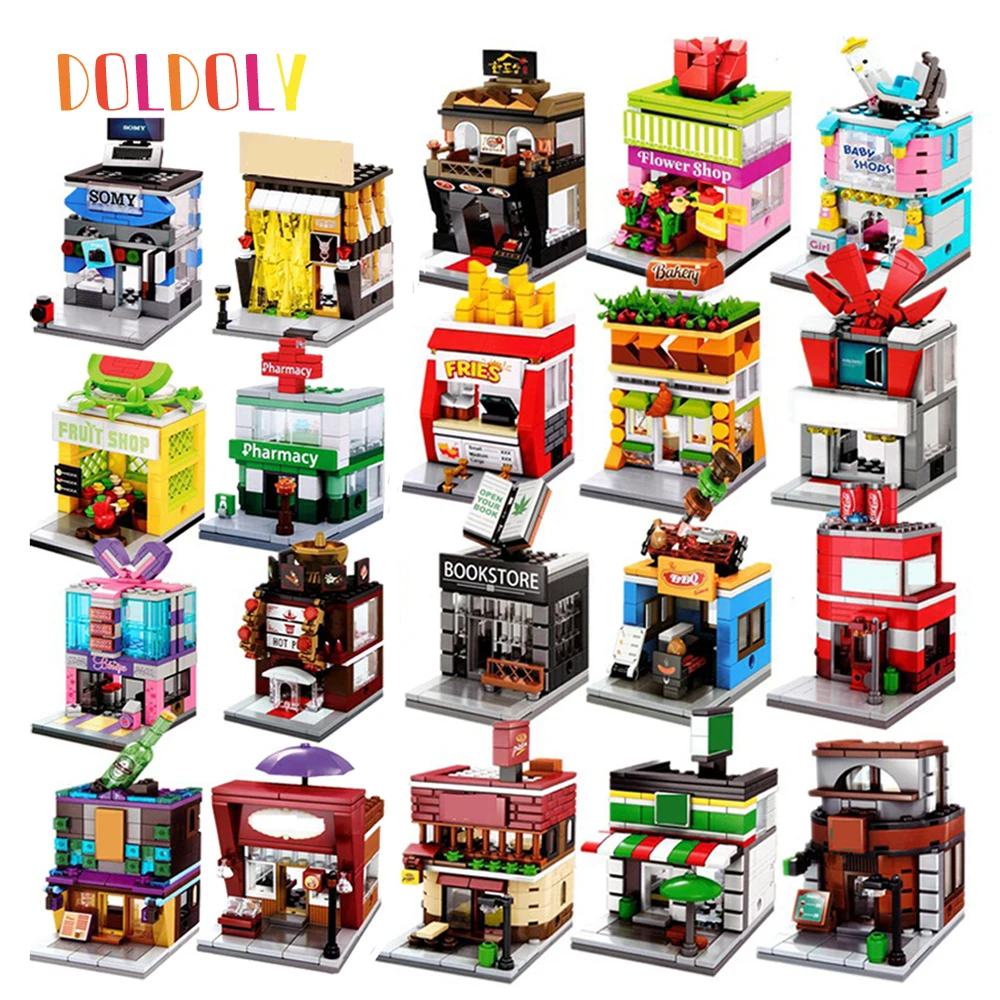 

Город Мини Street View кафе Еда Розничная Рынок магазине китайского Архитектура строительные блоки Наборы кубиков игрушки для рождественских п...