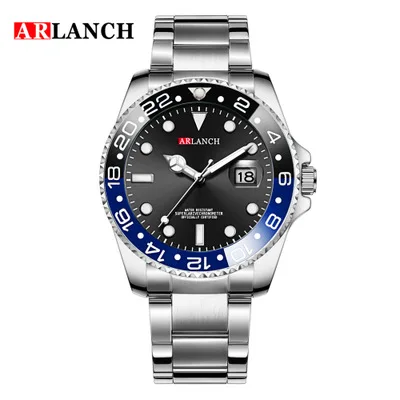 black-blue Новые модные мужские s часы золотые Стальные кварцевые наручные часы для мужчин зеленые мужские спортивные часы мужские ARLANCH Relogio Masculino - Цвет: black-blue