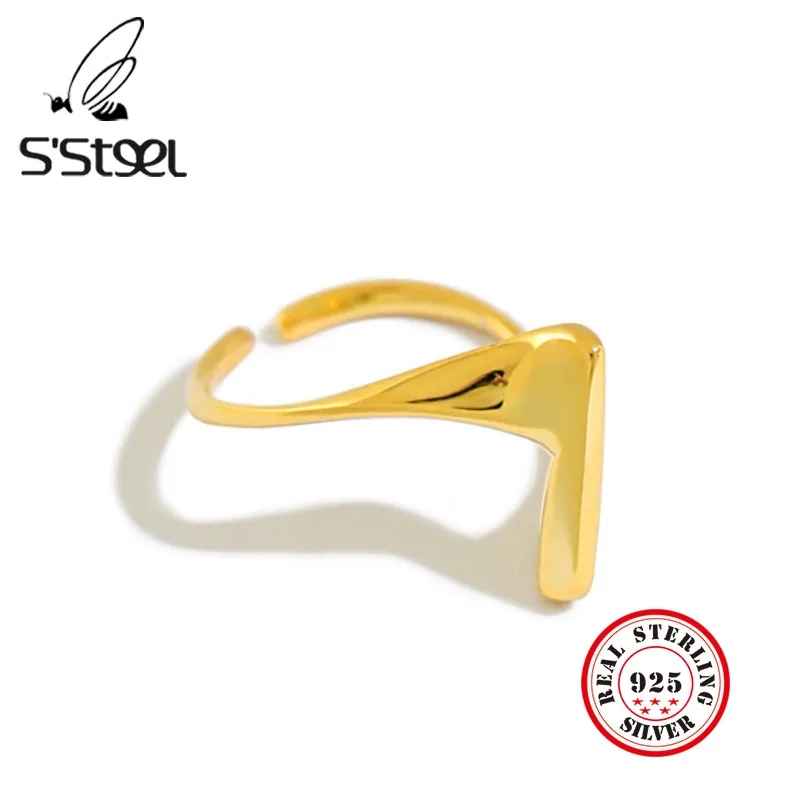 

S'STEEL 925 Sterling Silver Ring For Women Korean Cross Gold Rings Handmade Anillo De Plata De Ley 925 Mujer Joyas Fine Jewelry