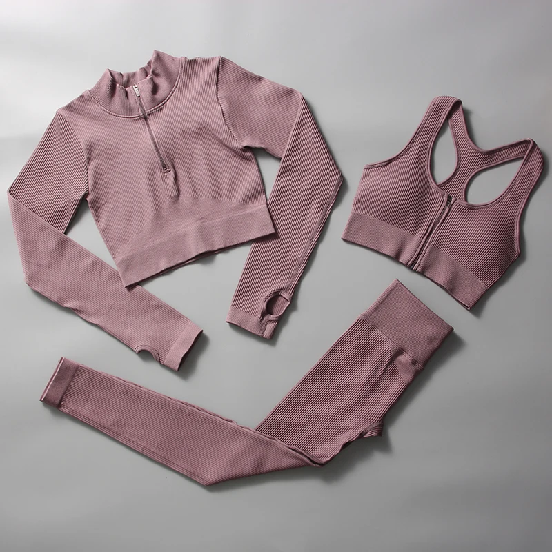 

Screw Pattern Yoga Women Sport Suit Gym Clothing Fitness Gym Set 3 Piece Sportswear Women Outfits Push Up Yoga