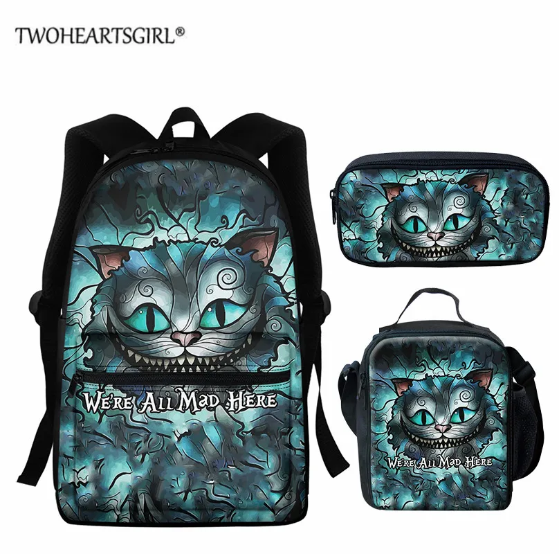 Школьный рюкзак Twoheartsgirl с изображением Чеширского кота, с изображением животных, для девочек и мальчиков, школьный рюкзак для начальной шко...