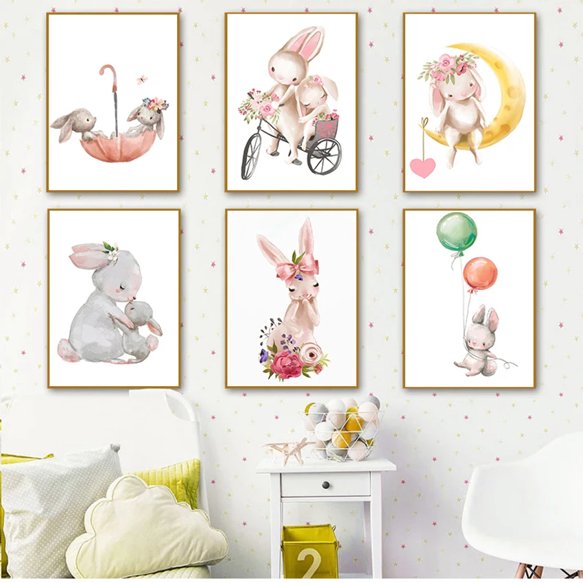 Настенные картины для детской комнаты детский кролик холст живопись животные