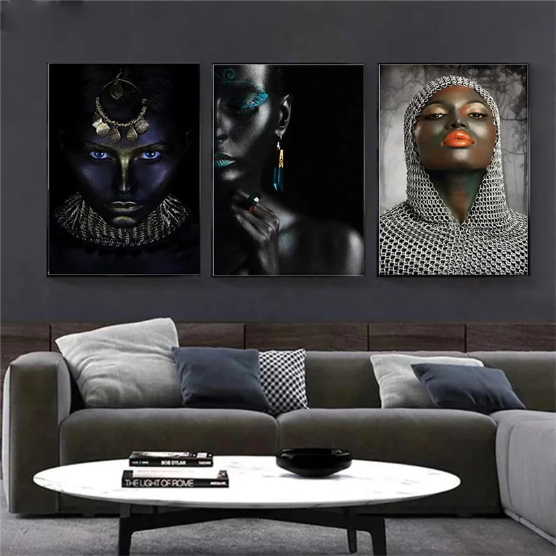 

African Black Woman Wall Paintings Loft Decor Canvas Picture Modern Abstract Art Posters for Home Design Frameless Prints