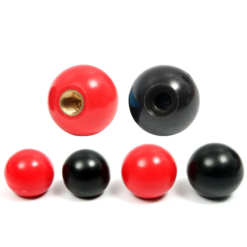 

2pcs! Red Black Copper Core Diameter Bakelite Ball Lever Knob Machine Tool Replacement Round Handle Sae M5 M6 M8 M10 M12