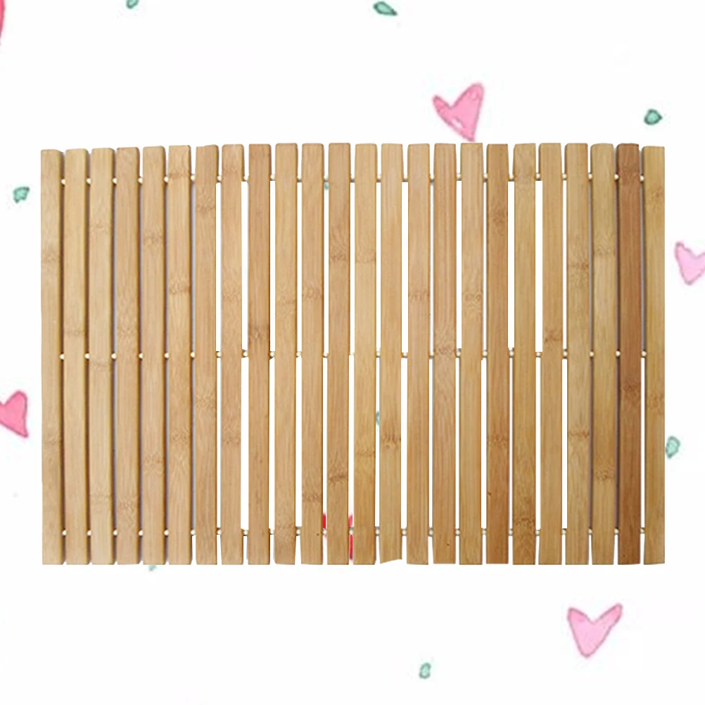 Деревянный бамбуковый коврик для душа с полосками нескользящий ванной комнаты