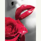 Алмазная живопись Стразы Красная губа Роза 3d сделай сам круглая Алмазная вышивка крестиком Алмазная мозаика живопись Домашний декор