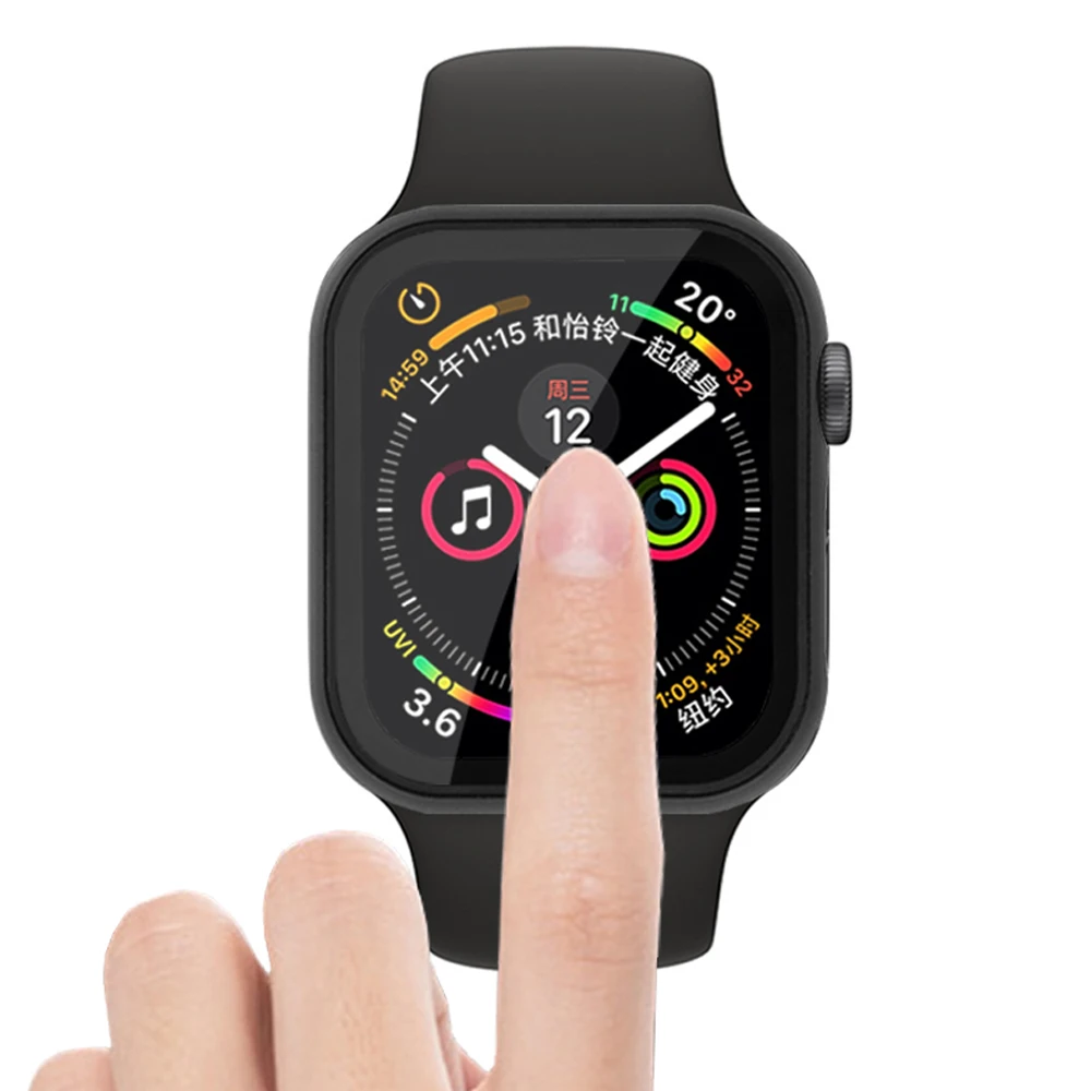 Стекло + рамка чехол для Apple Watch 6 se 5 4 3 44 мм 42 iwatch band 40 38 металлический бампер Защита