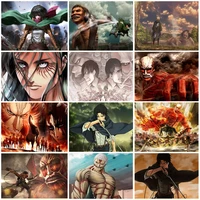 new attack on titan anime characters 5d diy full square round diamond painting home decor crafts hang picture