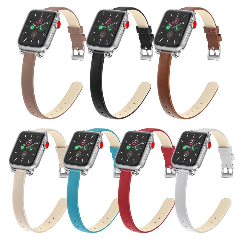 For Apple Watch 40mm 44mm Band For Women Luxury Genuine Leather Loop Strap Band 38mm 42mm for iWatch SE 6 5 4 3 2 1 Accessories