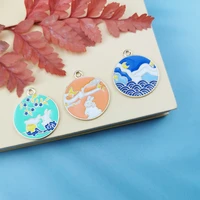10pcslot enamel effect new dripping oil moon bunny rabbit pendant charm headdress diy ornament accessories factory outlet