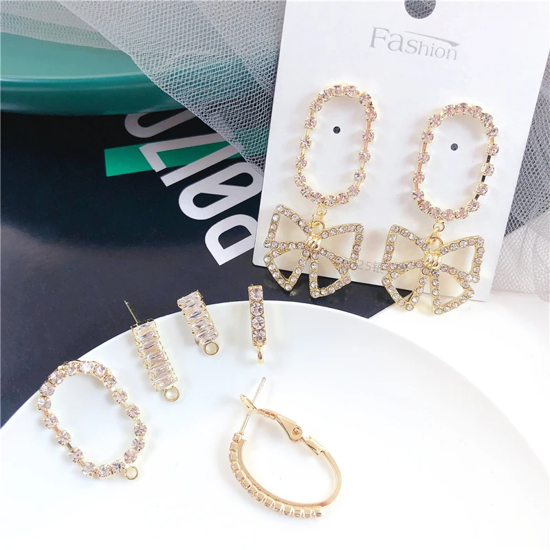 

10Pcs Zircon Geometric Ear Hooks Stud Earrings Parts For DIY Handmade Women Earring Jewelry Making Finding Accessories