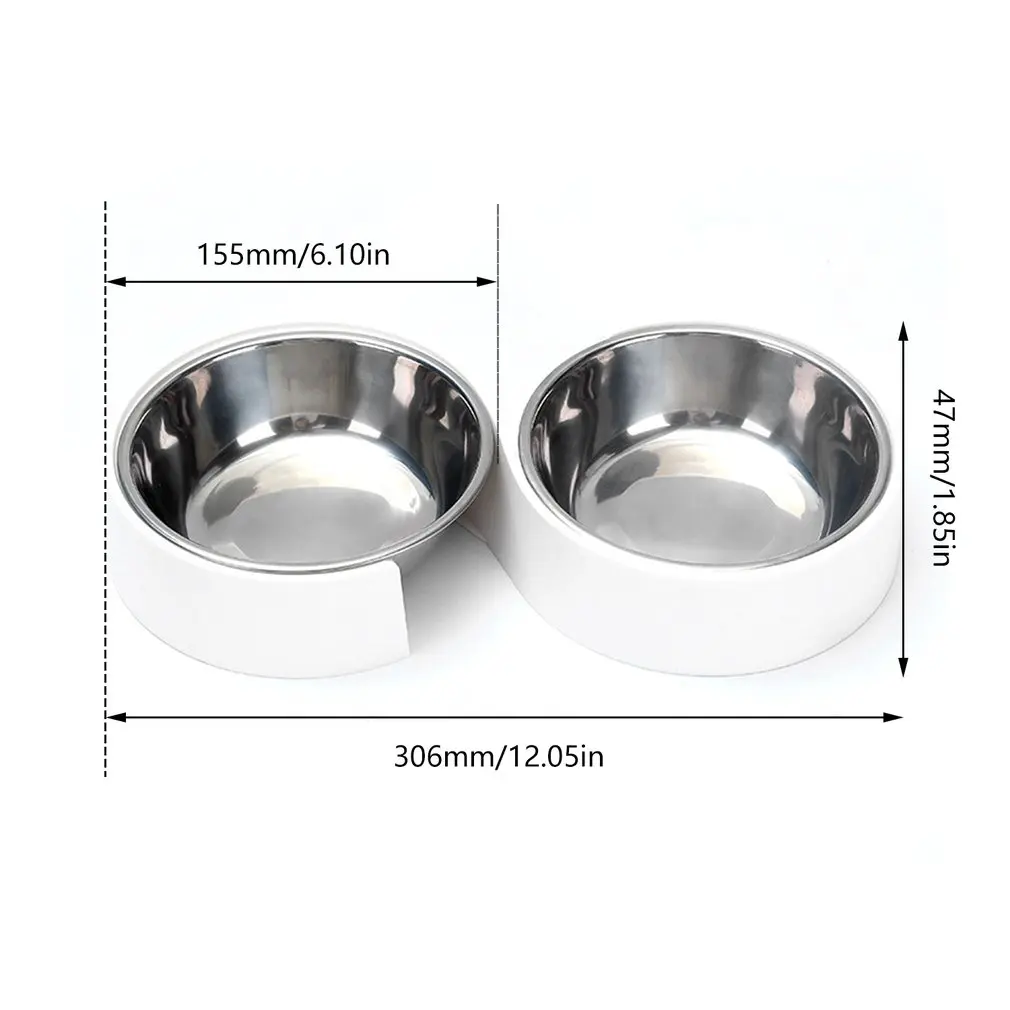 

S-shaped Practical Double Bowl Design Anti-slip Pet Feeder Pet Products Pet Bowl Cat Bowl Large Capacity
