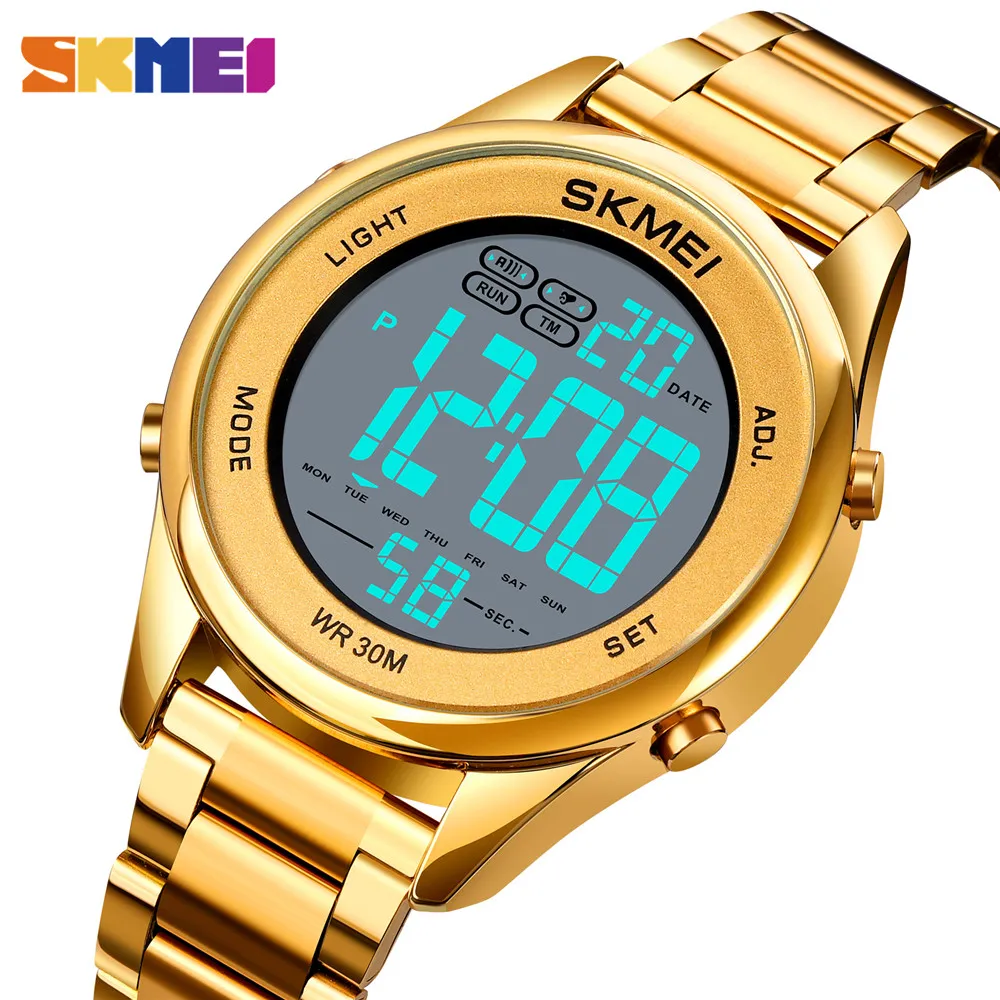 SKMEI Japan Digital movement Wristwatch Male Top Brand Luxury Stainless Steel Stopwatch Date Sport Watches men Relogio Masculino